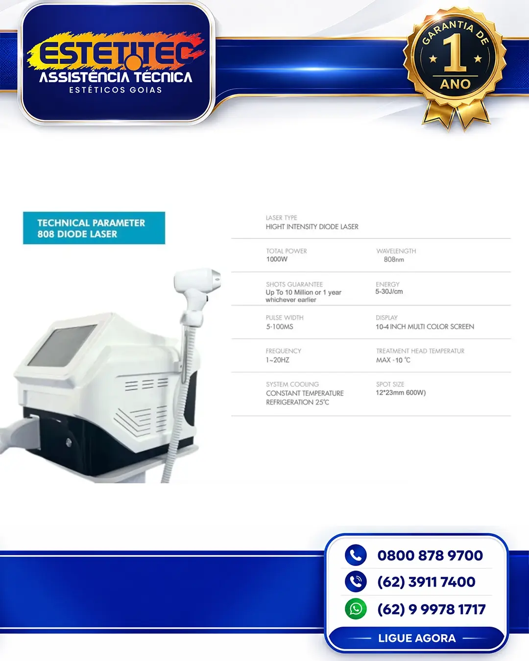 REPARO KMS 808 DIODE LASER GOIÁS